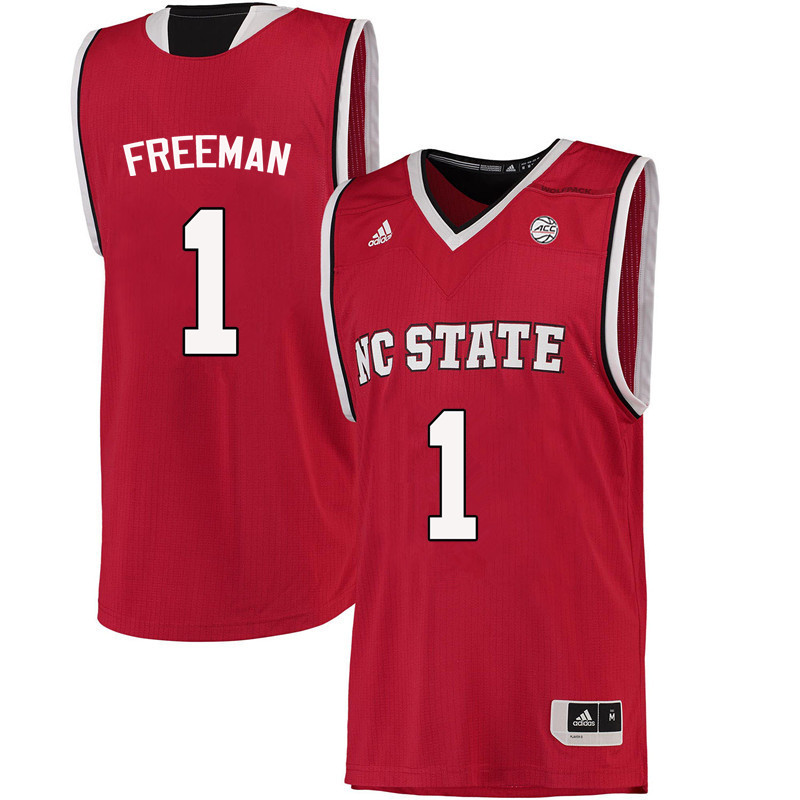 Men NC State Wolfpack #1 Lennard Freeman College Basketball Jerseys-Red - Click Image to Close